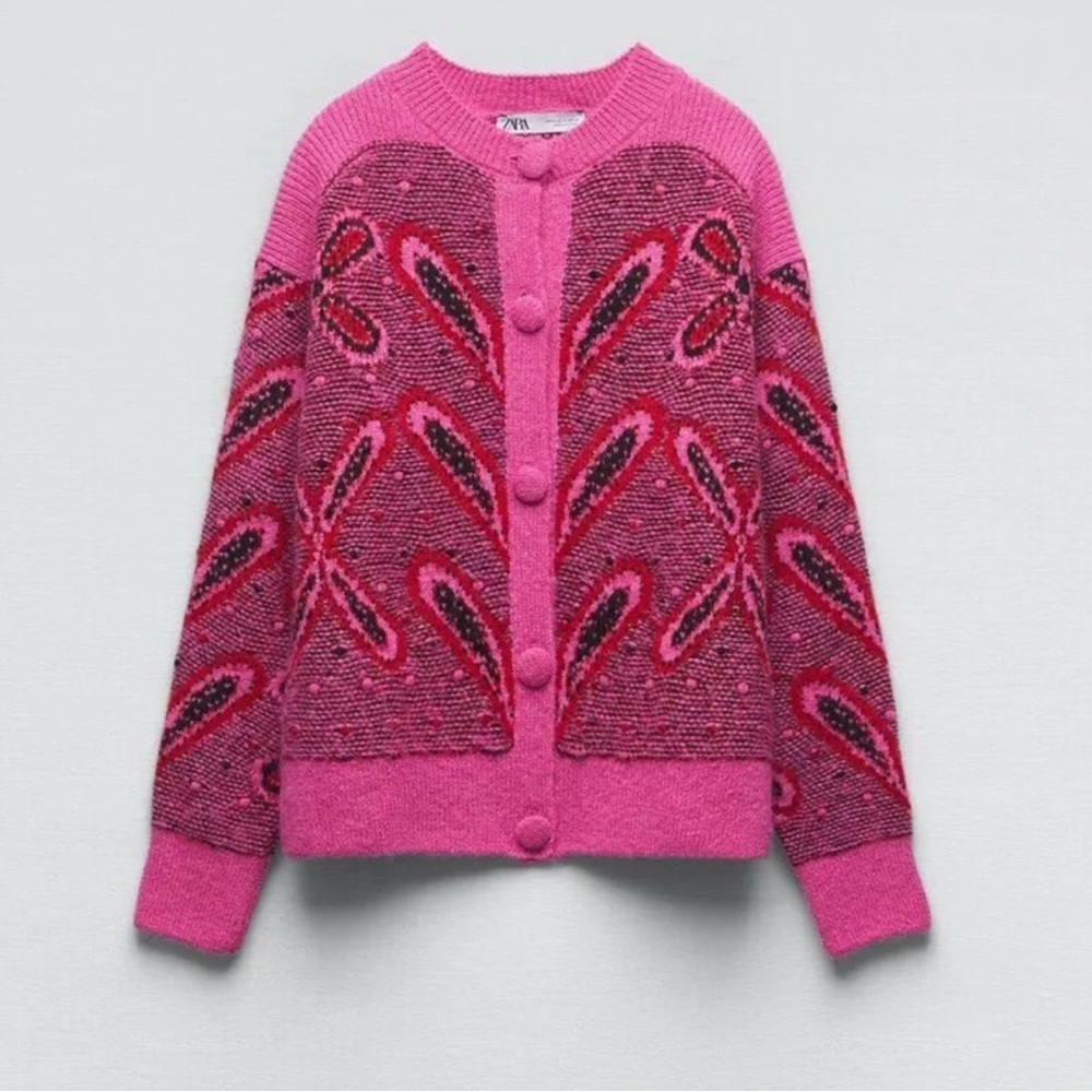 Stylish Pink Paisley Women's cardigan - Picture 6 of 13